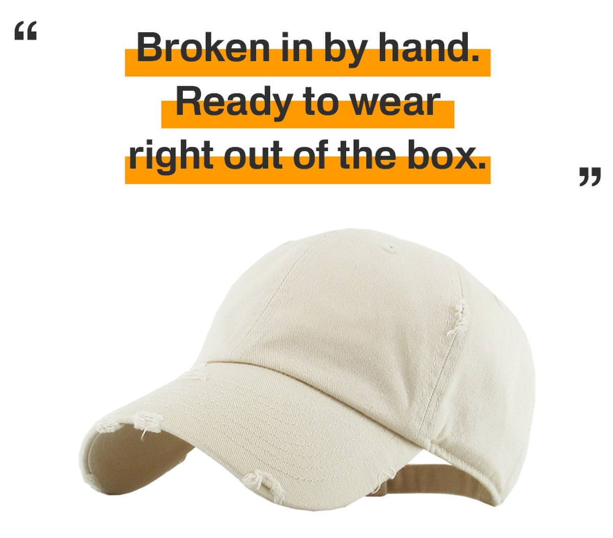 Stone Distressed Vintage Baseball Cap Front Side View